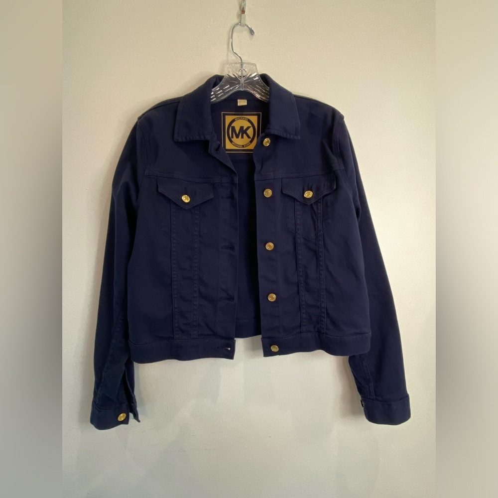 Michael Kors Denim Navy Blue Jacket With Gold Buttons - Picture 2 of 9